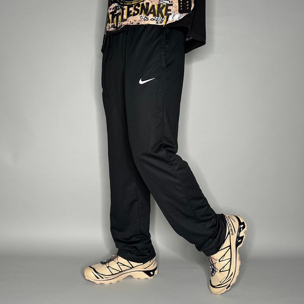 Vintage Y2K Nike Sweatpants Mens M Baggy Wide Leg Black White Swoosh Polyester
